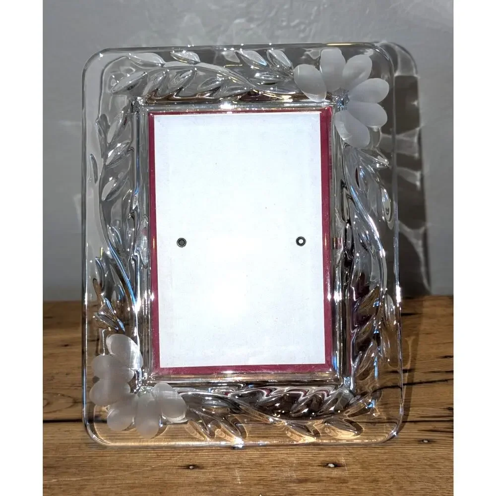 Vtg Princess House Heritage Romance Collection Crystal Flower Etched Frame